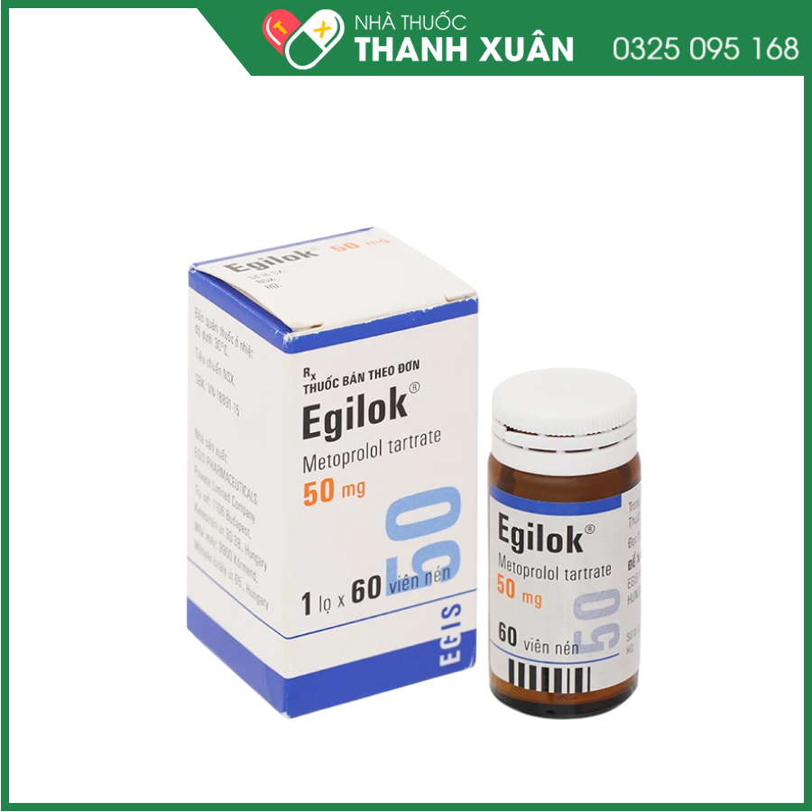 Egilok 50mg điều trị tăng huyết áp, đau thắt ngực